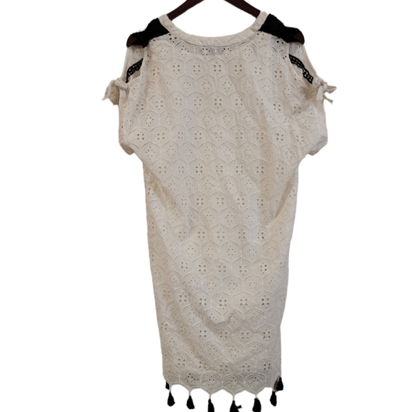 Anthropologie Hermant & Nandita Women's White Boho Embroidered Tassel Mini Dress - Picture 3 of 5